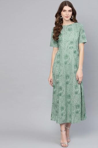 green floral print maxi dress