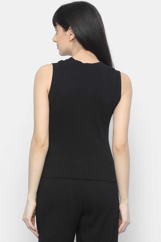 womens black sleeveless tops