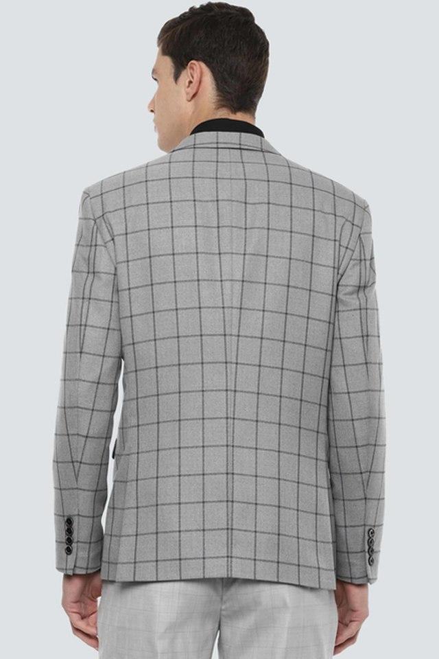 Louis Philippe Black Linen Slim Fit Checks Blazer