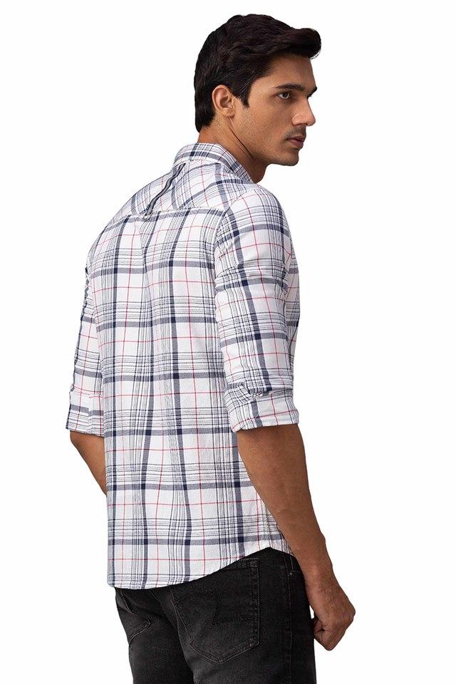 Men's Shirts, Casual, White & Check Shirts