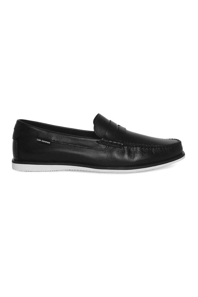 Lee cooper black leather best sale casual shoes