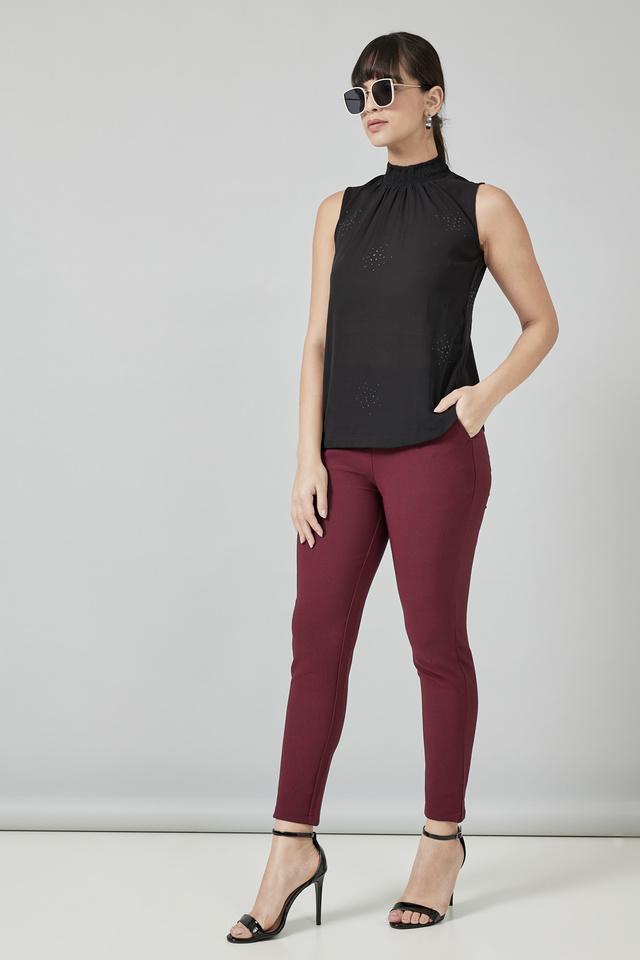 HM Superstretch trousers  Red high waisted pants Hm trousers Maroon  jeans