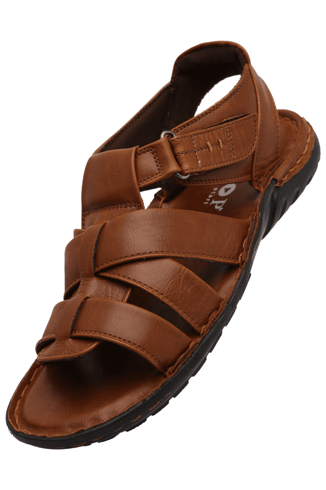 Mens leather deals velcro sandals