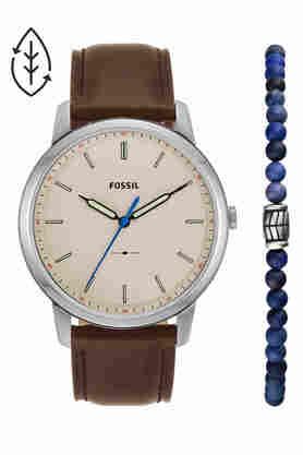 Buy FOSSIL Mens 44 mm Minimalist Grey Dial Leather Analog Watch