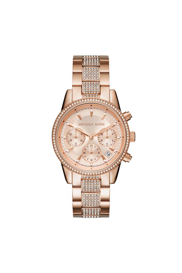 Michael Kors Ritz Gold Dial Two Tone Steel Strap Watch for Women