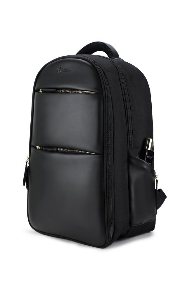 Buy RASHKI Black Aero PU Zipper Closure Unisex Backpack Shoppers Stop