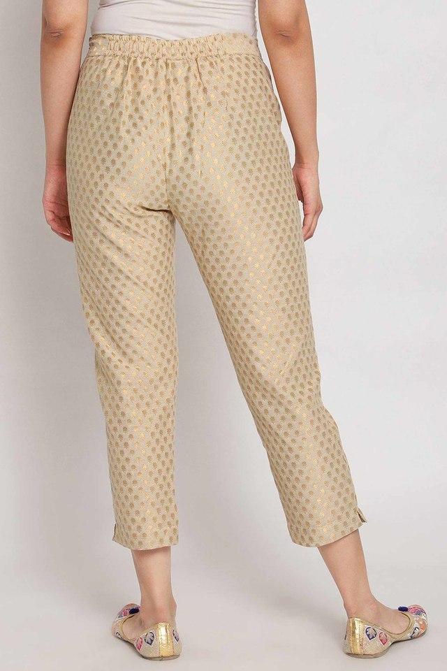 Buy Biba Golden Regular Fit Pants for Women Online  Tata CLiQ