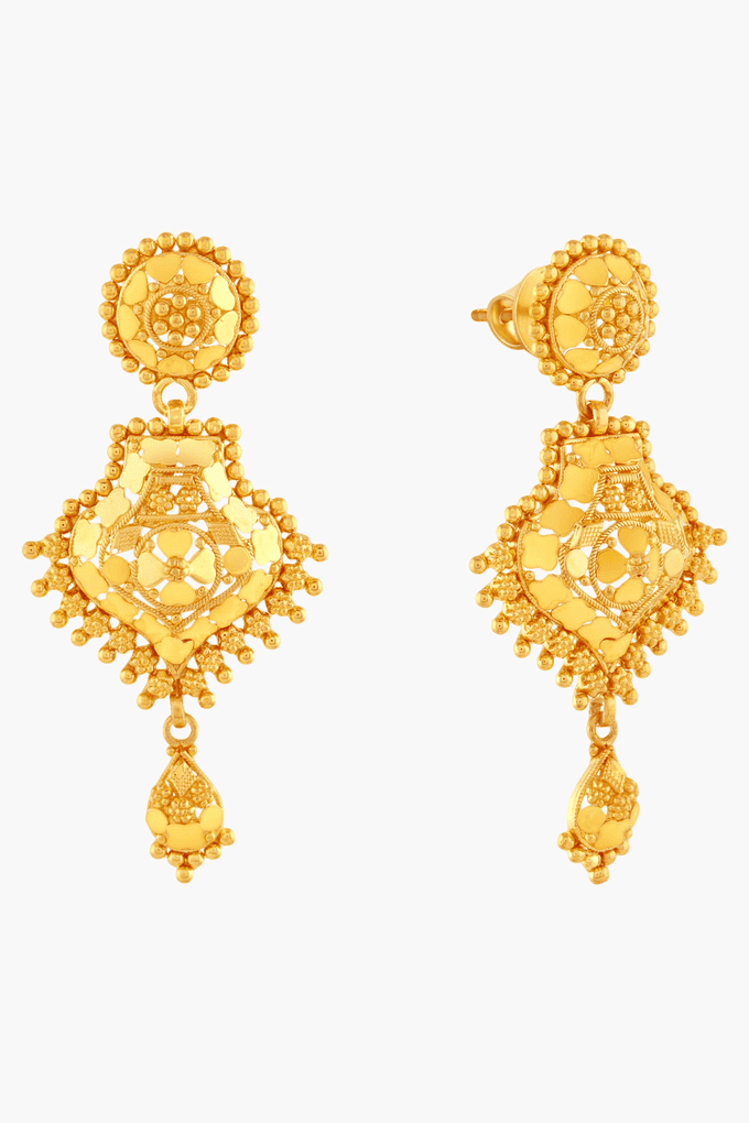 Malabar Gold & Diamonds 22 KT (916) purity Yellow Gold Malabar Gold Earring  100001325898 for Women : Amazon.in: Fashion