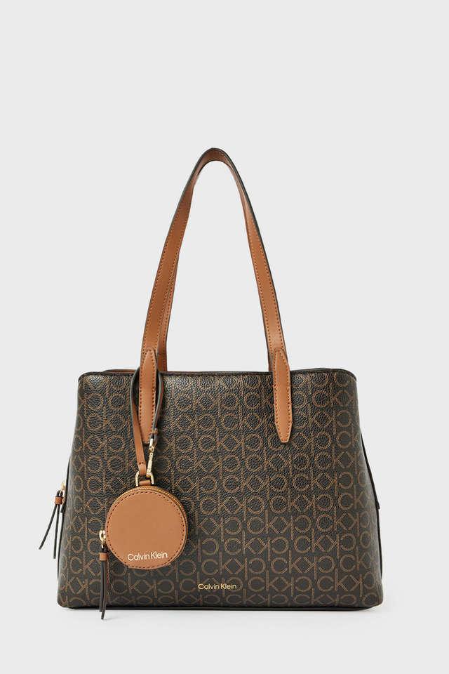 Buy CALVIN KLEIN Brown Solid PVC Zipper Closure Women s Tote Bag Shoppers Stop