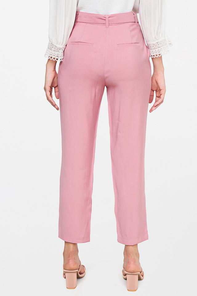 Buy AND Solid Rayon Straight Fit Women's Formal Pants