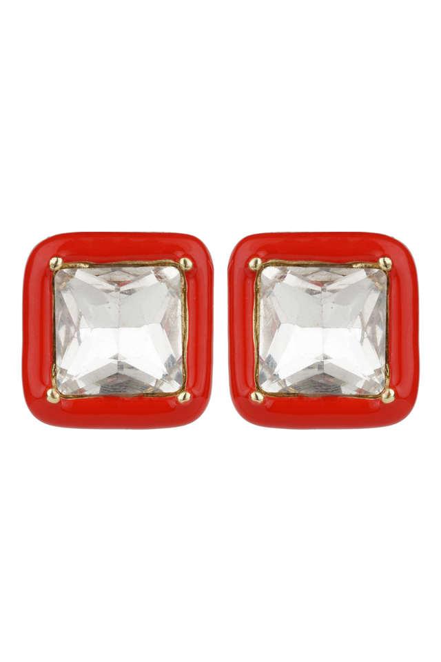 Red deals square earrings