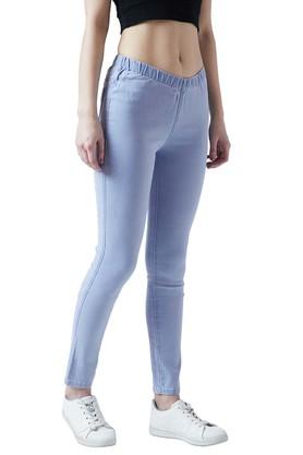 Monte Carlo Light Blue Regular Fit Mid Rise Leggings