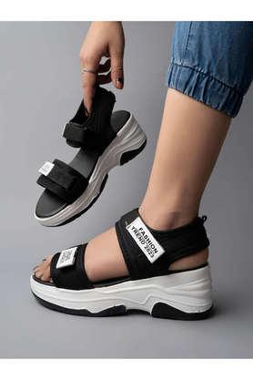 Velcro platform open best sale toe color block sandals