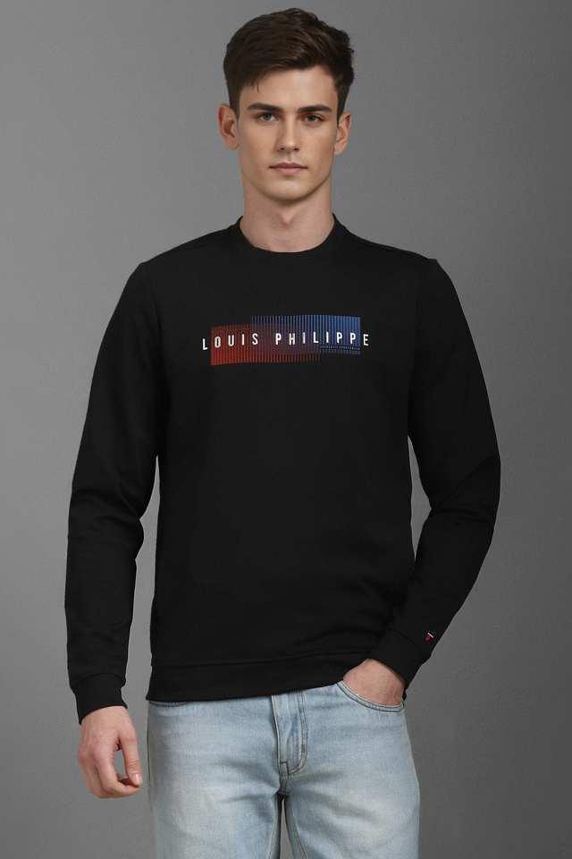 Buy LOUIS PHILIPPE SPORTS Black Solid Cotton Round Neck Men s Sweatshirt Shoppers Stop
