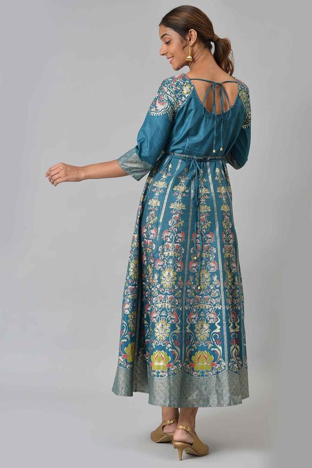 Buy AURELIA Floral Polyester U Neck Women's Ethnic Dress