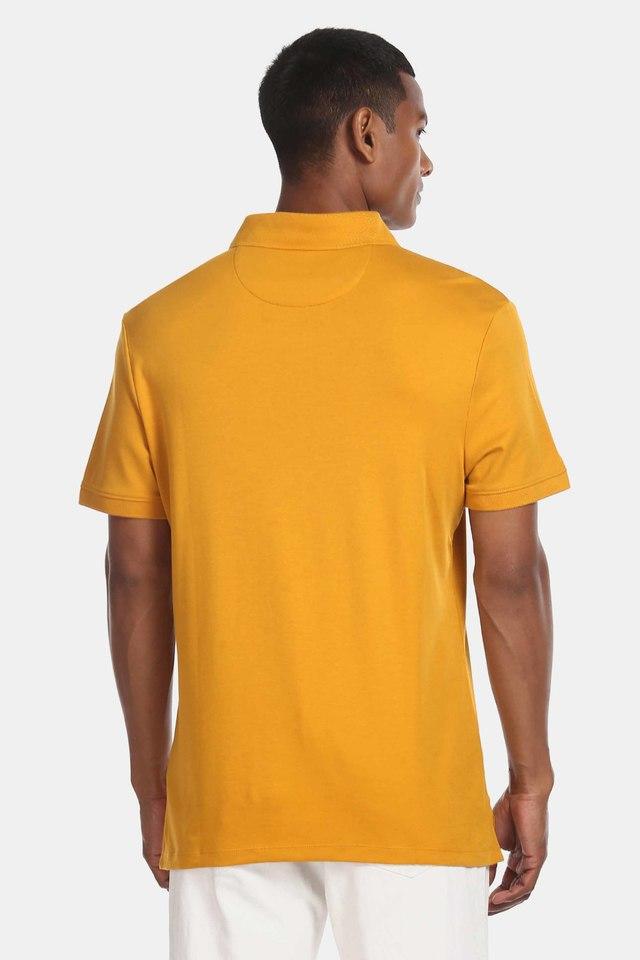 Buy CALVIN KLEIN JEANS Yellow Solid Cotton Regular Fit Mens Polo T