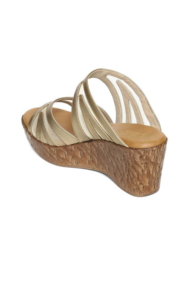 Gold discount leather wedges