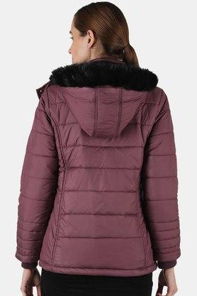 Buy MONTE CARLO Purple Plain Hood Blend Poly Womens Casual Jacket