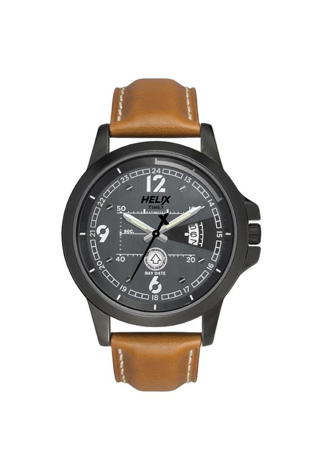 Buy HELIX undefined Mens Grey Dial Leather Analogue Watch TW023HG14 Shoppers Stop
