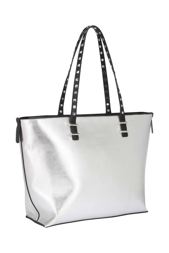 Silver tote outlet bag with zip