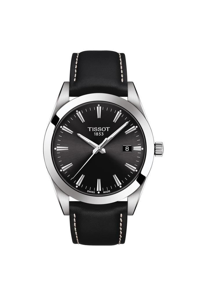 Buy TISSOT Mens Black Dial Leather Strap Analogue Watch