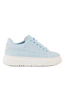 Light blue synthetic lace up sneakers on sale