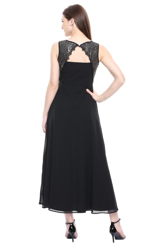 Buy Black Crepe Embroidery Sequin And Thread Sweetheart Neck Draped Gown  For Women by Babita Malkani Online at Aza Fashions.