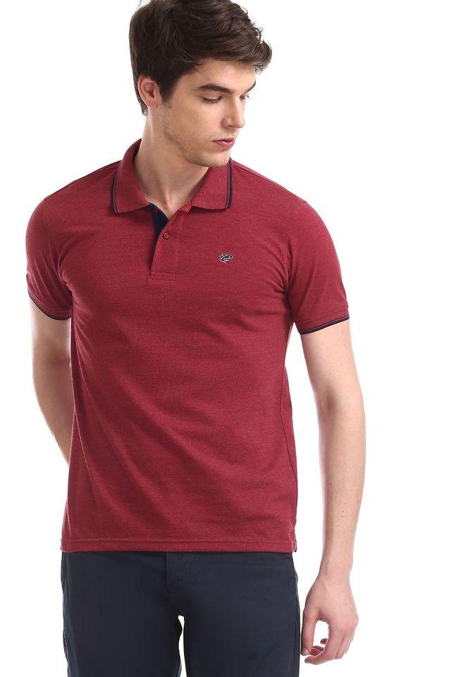 Buy RUGGERS Red Solid Cotton Regular Fit Men s T Shirt Shoppers Stop