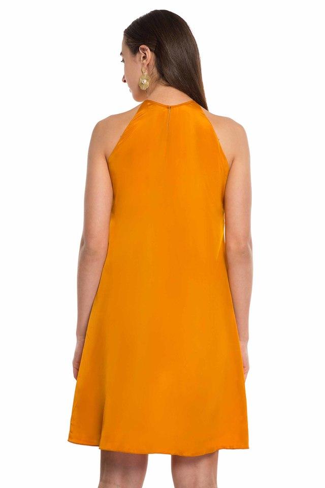 Buy EMBLAZE Mustard Womens Halter Neck Mustard Dress Shoppers Stop