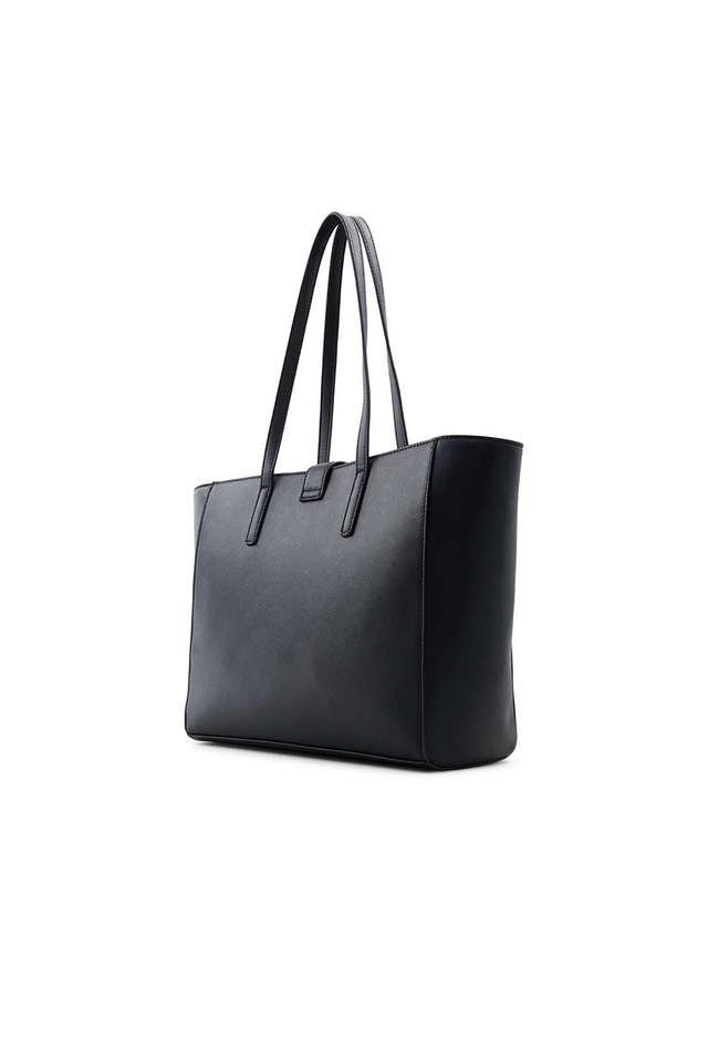 Buy ALDO Black Synthetic Twisted Clasp Closure Women s Tote Bag Shoppers Stop