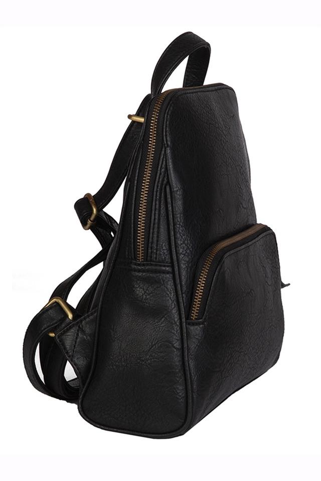 Buy MONA B Black Zipper Closure Canvas Womens Casual Backpack Shoppers Stop