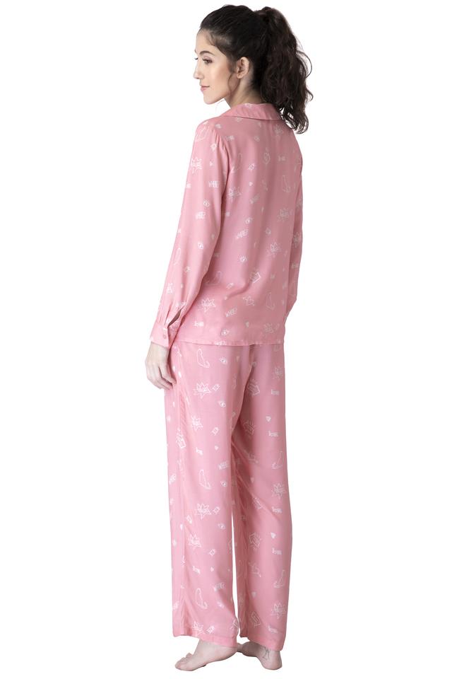 Pajamas long terry organic cotton cuffs stars space pink - Girls