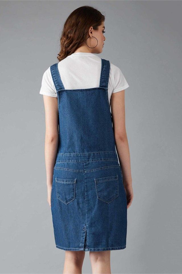 Denim dungaree dress