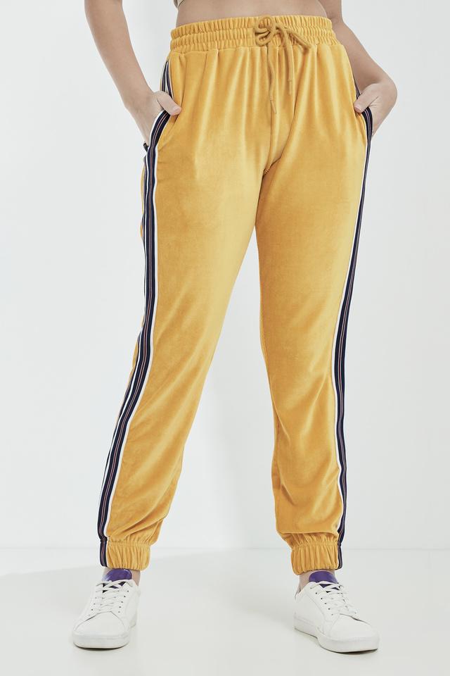 Buy LIFE Yellow Mid Rise Polyester Blend Regular Women s Joggers Shoppers Stop