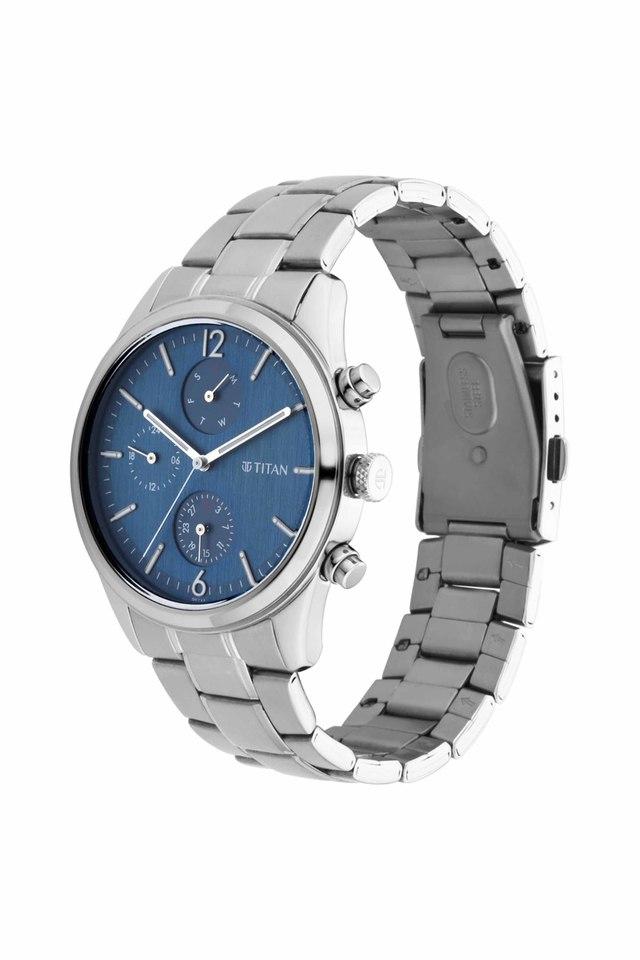 Buy TITAN Mens Gents NEO V Phase I Blue Dial Stainless Steel Analogue Watch 1805SM03 Shoppers Stop