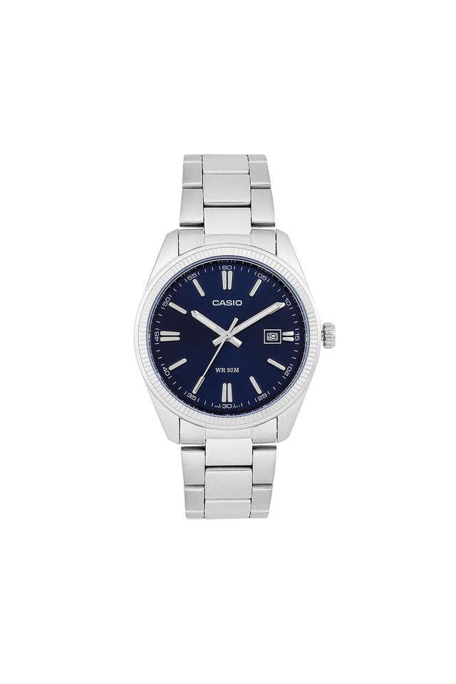 Buy CASIO Enticer 44.2 x 38.5 x 9.2 mm Blue Dial Stainless Steel Analogue Watch For Men A2227 Shoppers Stop