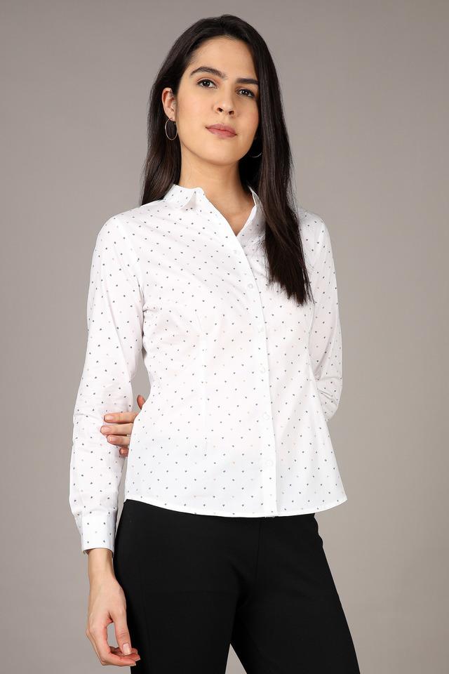 Buy STOP Printed Regular Neck Cotton Womens Formal Shirt