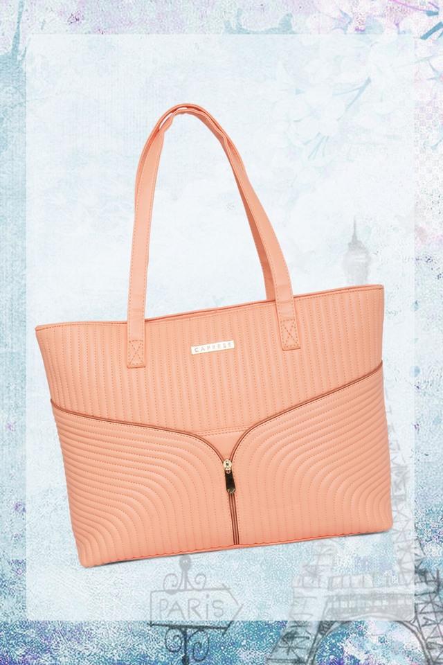 Buy CAPRESE Coral Zipper Clouser Marvel Faux Leather Women Formal Wear Tote Handbag Shoppers Stop