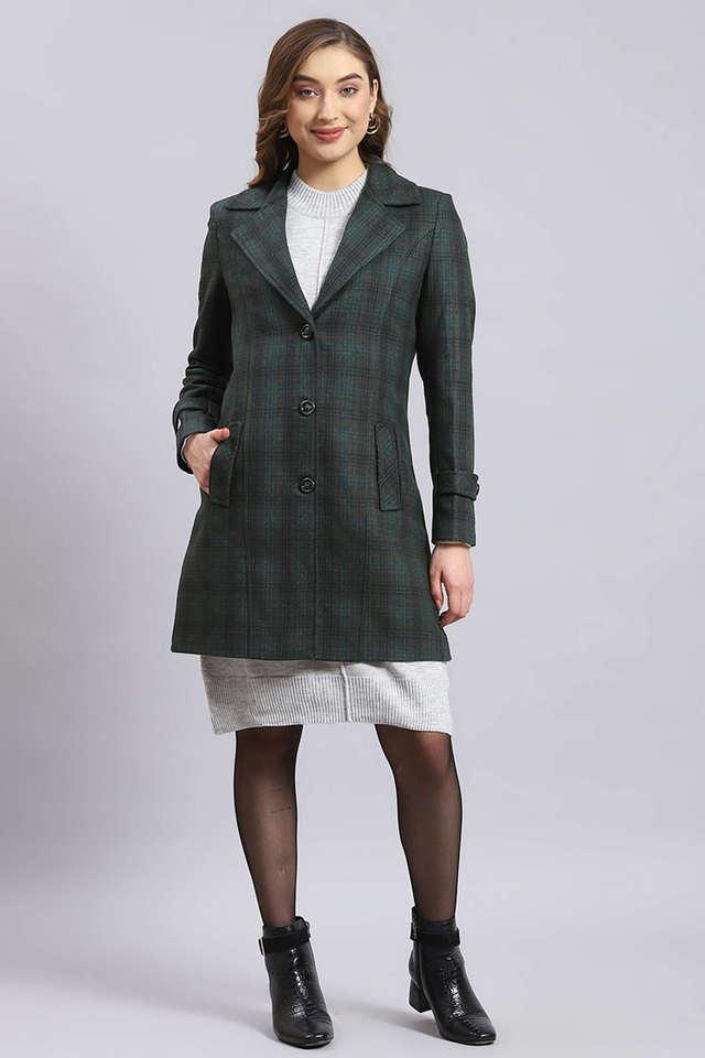 Buy MONTE CARLO Green Checks Blended Fabric Collared Women s Coat Shoppers Stop