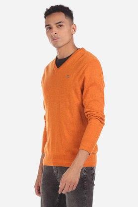 Orange v 2025 neck sweater mens