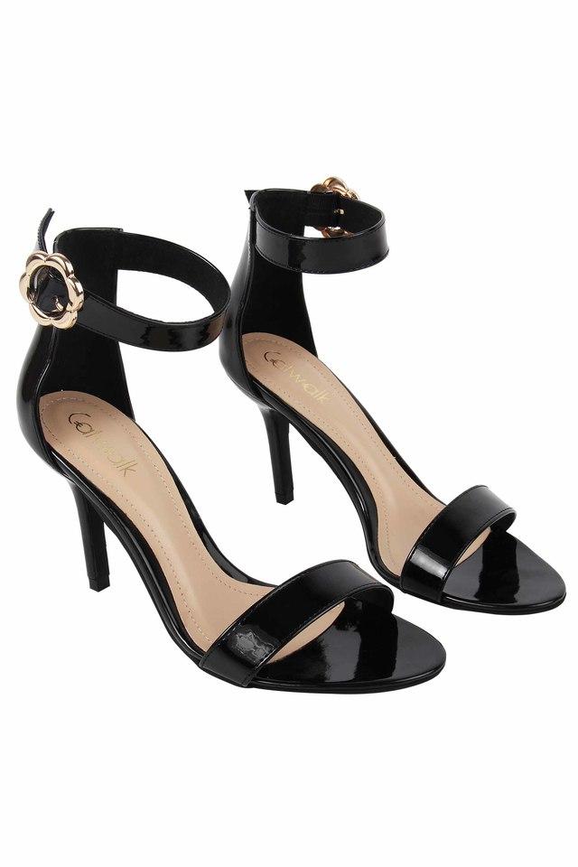 Black strap discount open toe heels