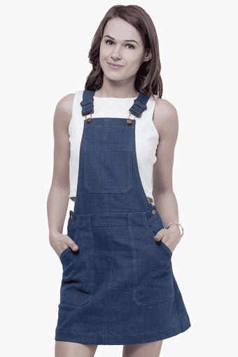 womens denim dungaree dress