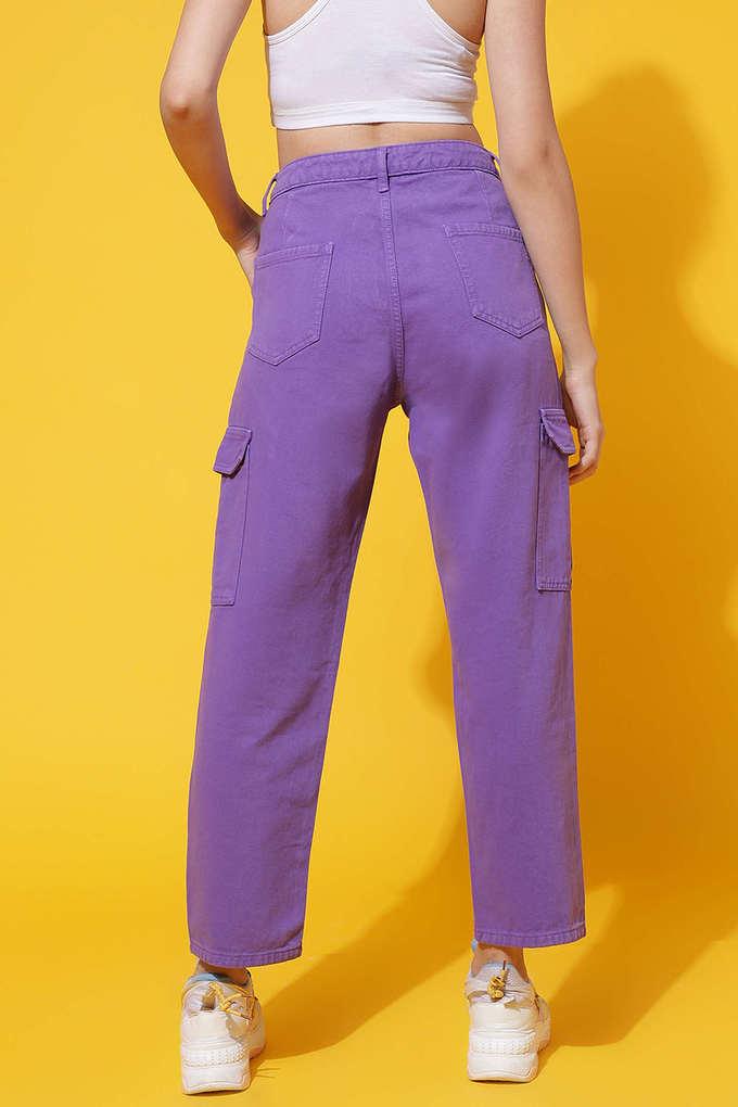 Buy BELLISKEY Purple High Rise Denim Comfort Women's Jeans