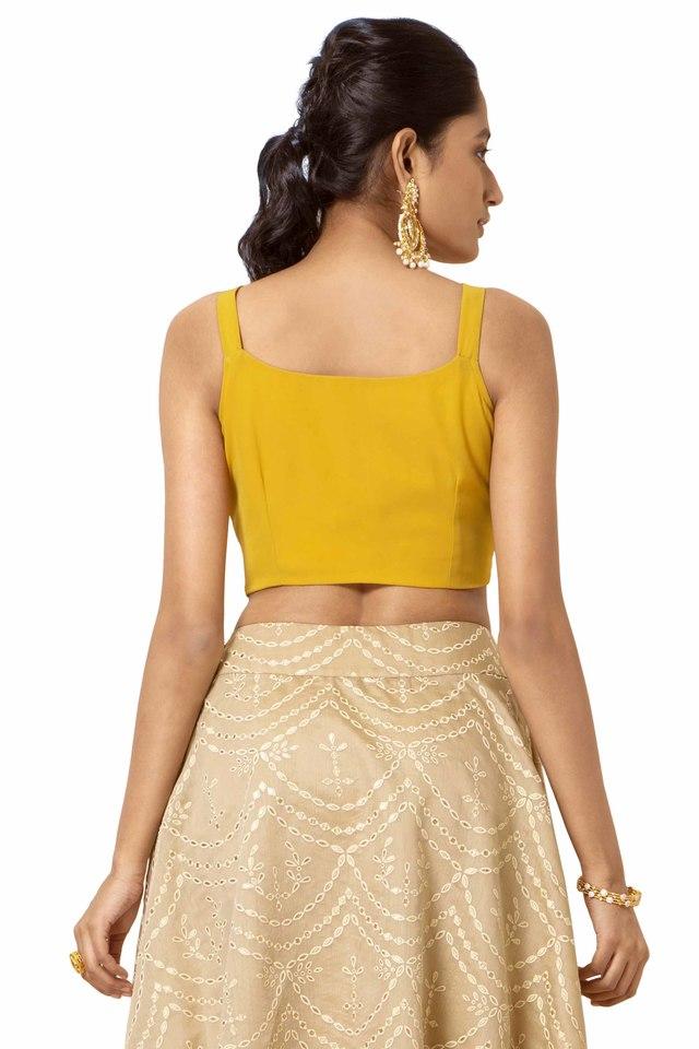 Yellow sequin cheap crop top