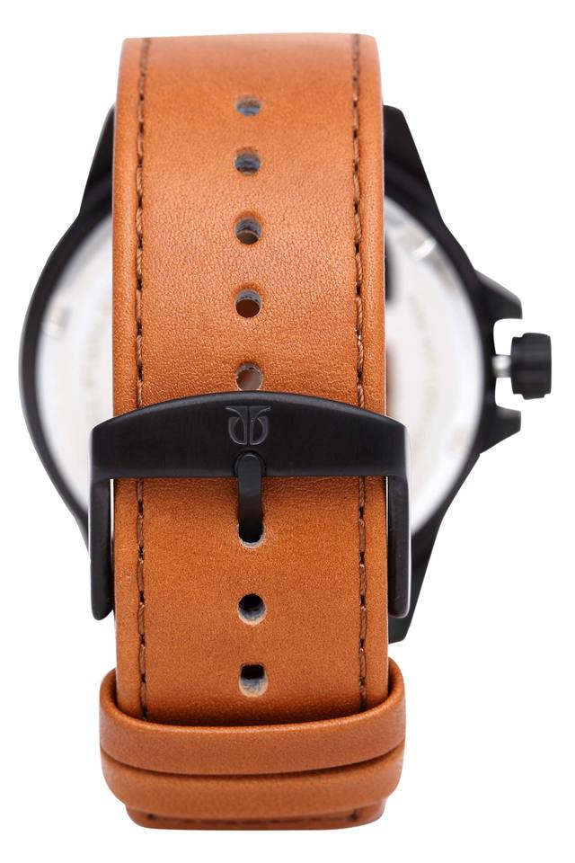 Buy TITAN undefined Mens Orange Dial Leather Analogue Watch 1701NL01 Shoppers Stop