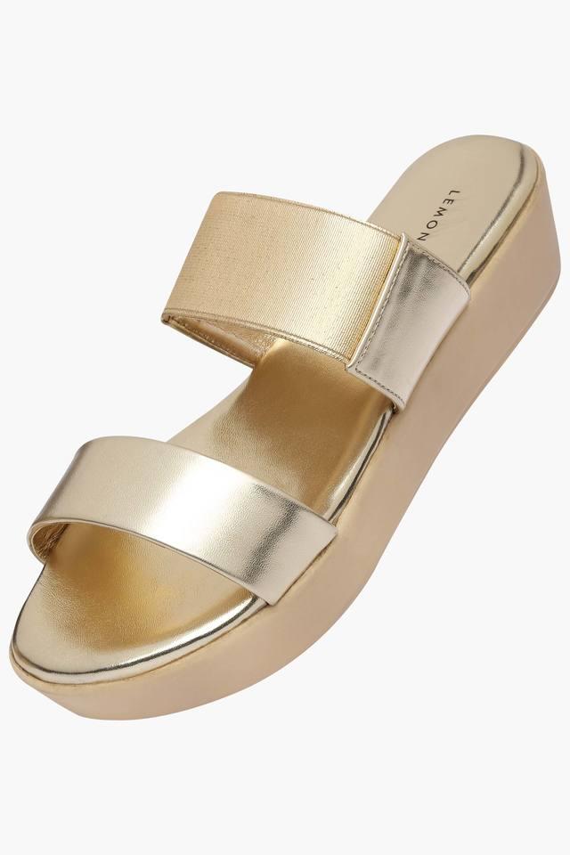 Gold leather wedges hot sale