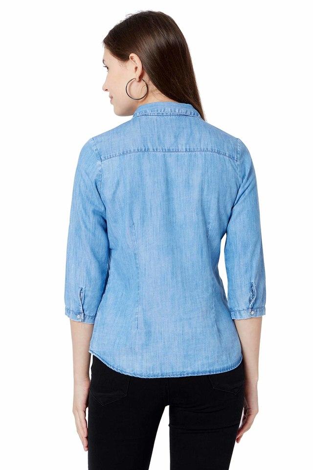 Chest-pocket denim shirt | MANGO