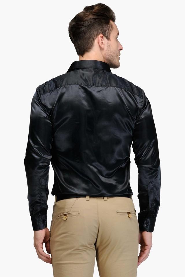 mens satin black shirt