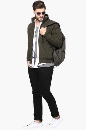 Buy T BASE Moss Green Mens Zip Through Solid Jacket Shoppers Stop