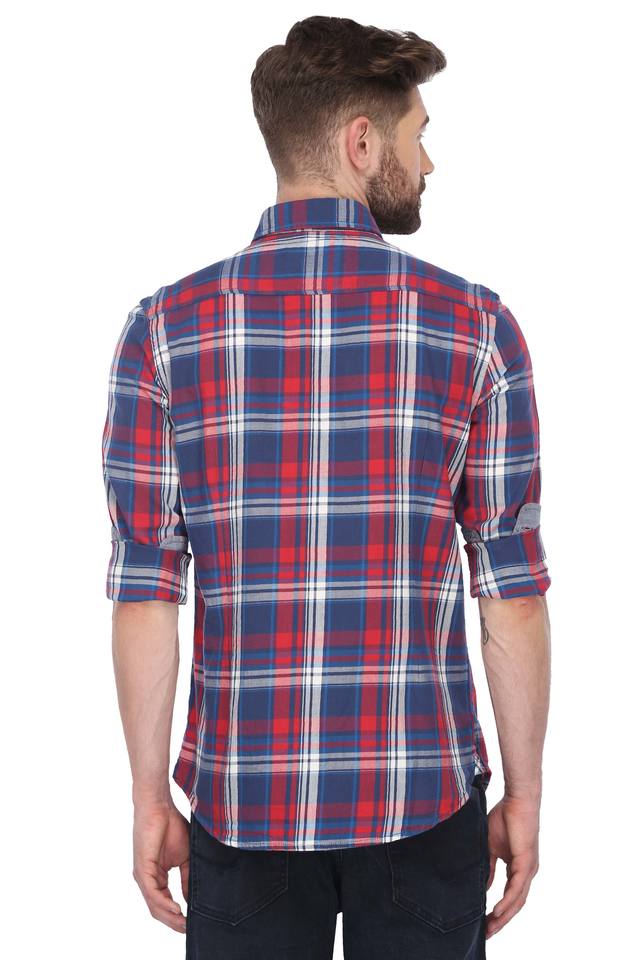 Buy U.S. POLO ASSN. DENIM Red Mens Button Down Collar Check Shirt